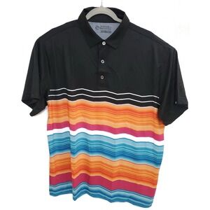 Raised by Coyotes Golf Company Polo Shirt Mens Large Black Striped Stretch Golf